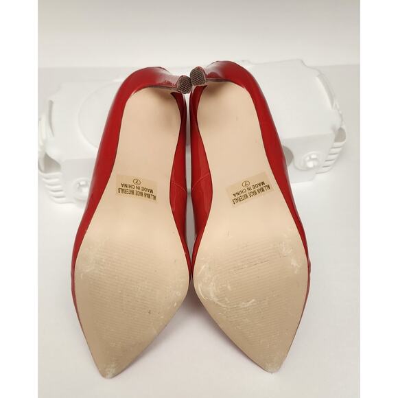 Chase & Chloe LALA-4 Faux Patent Leather Red Pump Heel Shoes Size 7M - Picture 10 of 13